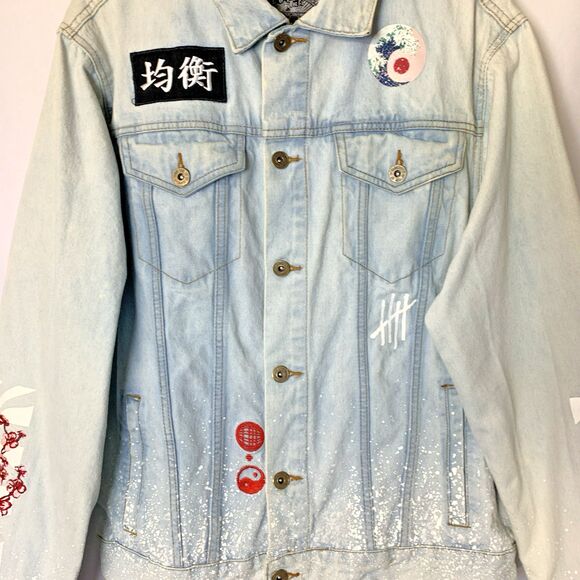 Brooklyn Cloth Graphic Denim Jacket Stay Wavy Womens L Streetwear - Picture 4 of 12